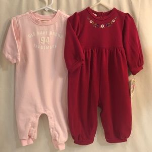 Baby Girl 12 Month One Piece Fleece Outfits, 1 NWT